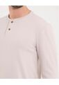 Camiseta Para Hombre Manga Larga Cuello Henley Color Beige Marca Ostu #60091570 de Ostu