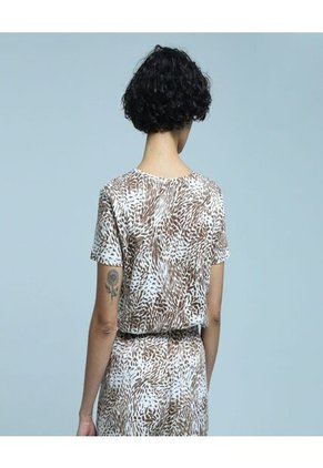 Camiseta Para Mujer Manga Corta Color Café Claro Marca Ostu #40091962