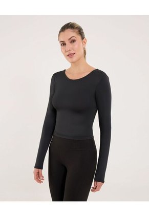 Camiseta Para Mujer Manga Larga Cuello Redondo Color Negro Marca Ostu #40092552