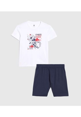 Pijama Infantil Niño M/C P/C Color Blanco Marca Ostu #80040104 Ostu