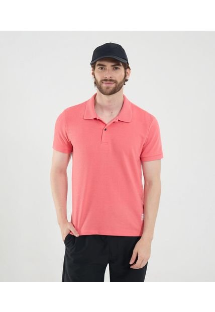 Polo Para Hombre Cuello Tejido Sin Bolsillo Color Coral Marca Ostu #60110781