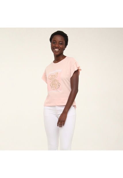 Camiseta Para Mujer Manga Corta Color Rosado  Marca Ostu #40091539
