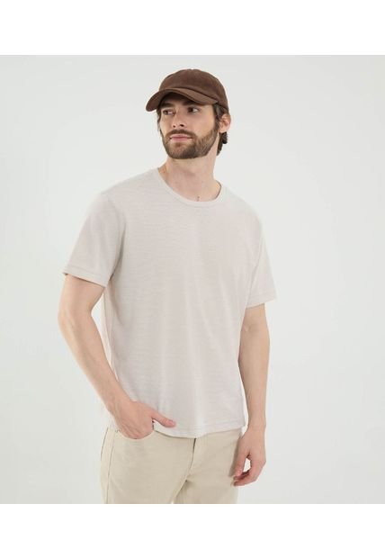 Camiseta Para Hombre Manga Corta Cuello Redondo Color Crema Marca Ostu #60091779