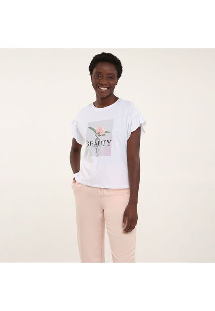 Camiseta Para Mujer Manga Corta Color Blanco Marca Ostu #40091539