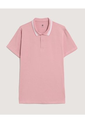 Polo Para Hombre Cuello Tejido Sin Bolsillo Color Rosa Marca Ostu #60110904