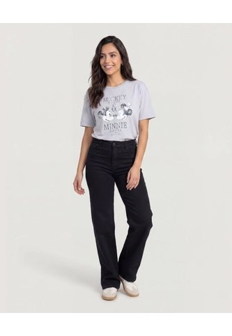 Camiseta Mickey Minnie Shine  Para Mujer Gris Ostu Ostu