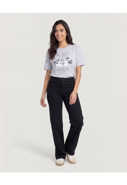 Camiseta Mickey Minnie Shine  Para Mujer Gris Ostu