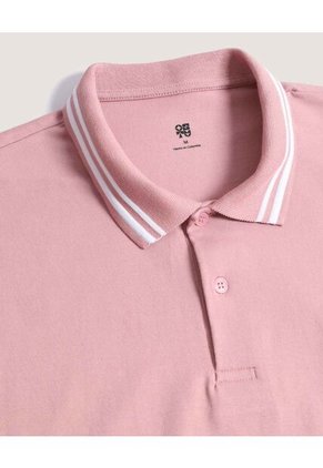 Polo Para Hombre Cuello Tejido Sin Bolsillo Color Rosa Marca Ostu #60110904