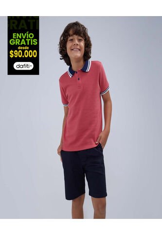 Polo Para Niño Manga Corta Color Rosado  Marca Ostu #80110081 Ostu
