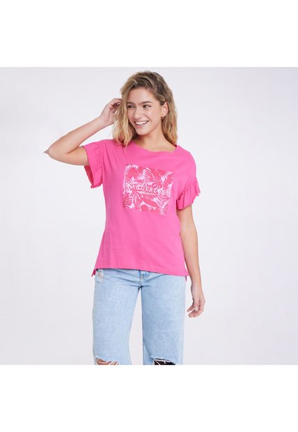 Camiseta Para Mujer Manga Corta Color Rosado  Marca Ostu #40091540