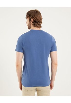 Camiseta Para Hombre Manga Corta Cuello V Color Azul Marca Ostu #60091683