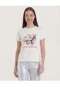 Camiseta  Para Mujer Manga Corta Cuello Redondo Color Crema Marca Ostu #40092748 de Ostu