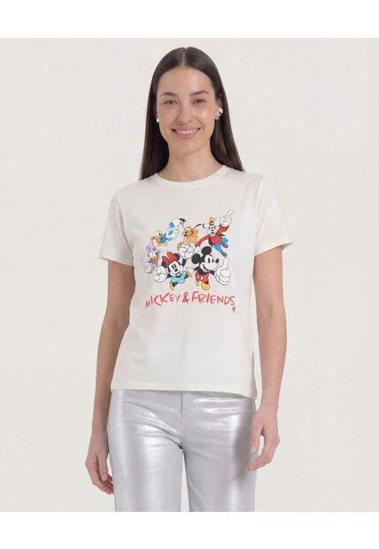 Camiseta  Para Mujer Manga Corta Cuello Redondo Color Crema Marca Ostu #40092748