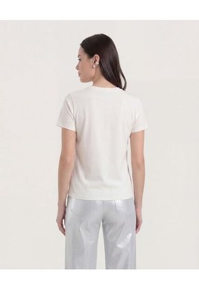 Camiseta Para Mujer Manga Corta Cuello Redondo Color Crema Marca Ostu #40092748