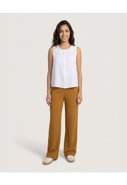 Blusa Lace Detail  Para Mujer Blanco Ostu