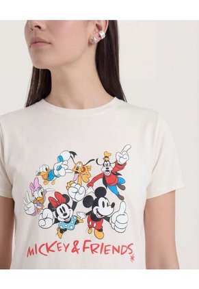 Camiseta Para Mujer Manga Corta Cuello Redondo Color Crema Marca Ostu #40092748