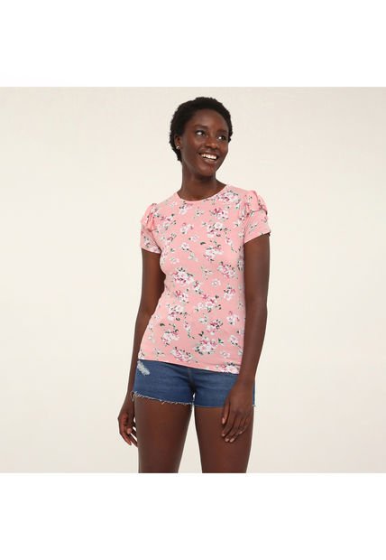 Camiseta Para Mujer Manga Corta Color Rosado  Marca Ostu #40091590