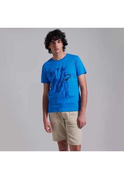 Camiseta Para Hombre Manga Corta Color Azul  Marca Ostu #60090841
