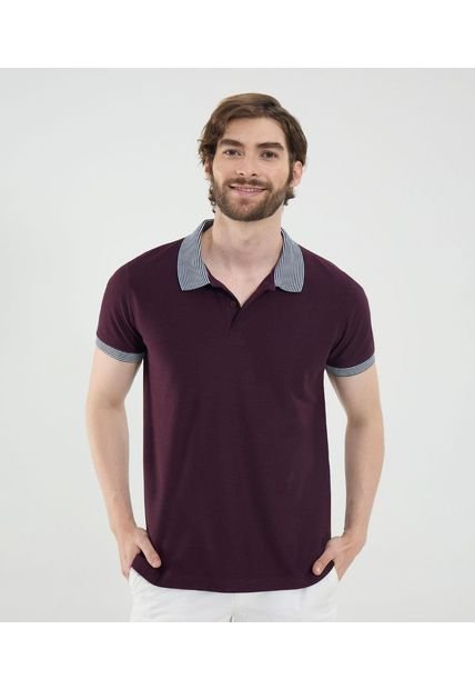 Polo Para Hombre Cuello Tejido Sin Bolsillo Color Morado Marca Ostu #60110807