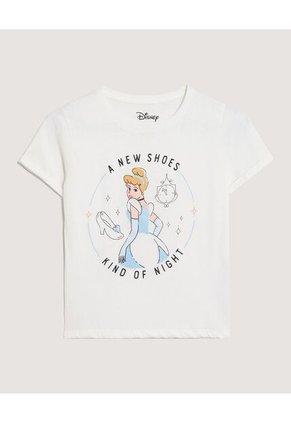 Camiseta Infantil Niña Manga Corta Cuello Redondo Color Crema Marca Ostu #90090346