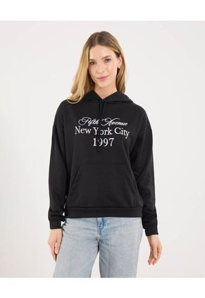 Buzo Para Mujer Hoodie Color Negro Marca Ostu #40060404