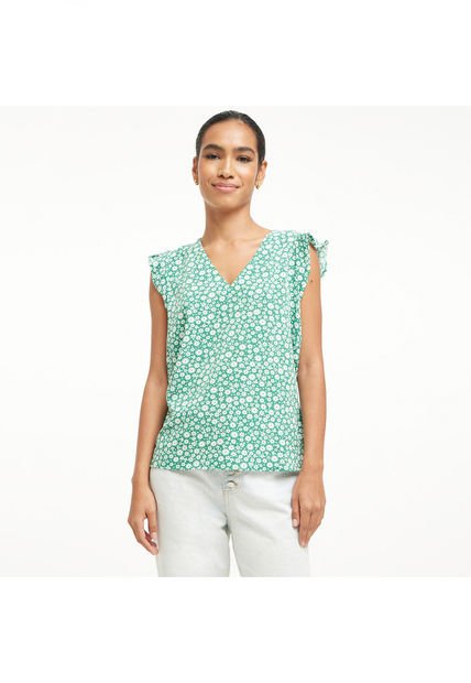 Blusa Para Mujer Manga Corta Color Verde  Marca Ostu #40120720
