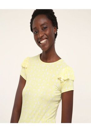 Camiseta Para Mujer Manga Corta Color Amarillo  Marca Ostu #40091589