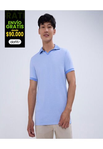 Polo Para Hombre Cuello Tejido Sin Bolsillo Color Azul  Marca Ostu #60110693 Ostu