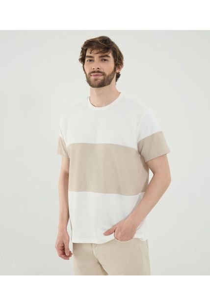Camiseta Para Hombre Manga Corta Cuello Redondo Color Crema Marca Ostu #60091783