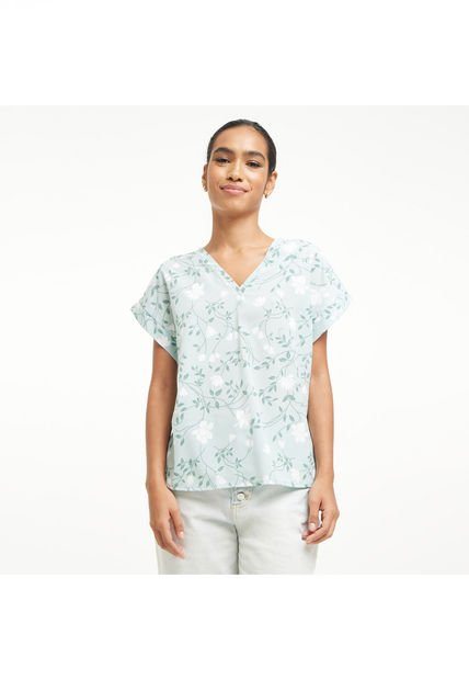Blusa Para Mujer Manga Corta Color Verde  Marca Ostu #40120716