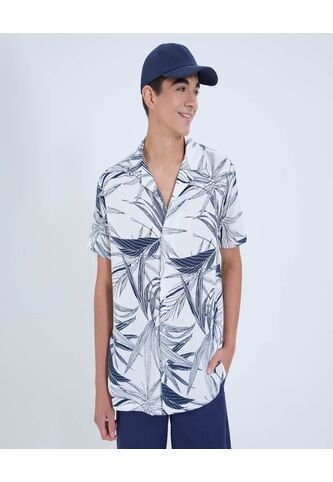 Camisa Para Hombre Manga Corta Sin Bolsillo Cuello Resort Color Azul Marca Ostu #60010797 Ostu