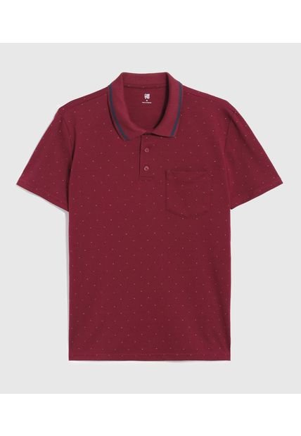 Polo Para Hombre Cuello Tejido Con Bolsillo Color Vino Marca Ostu #60110806