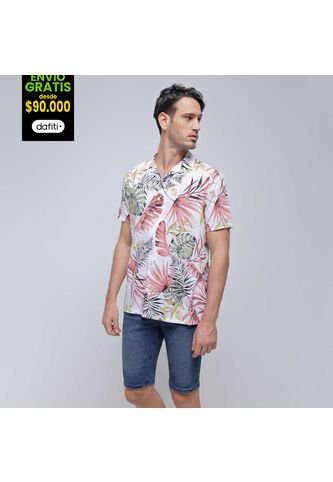 Camisa Para Hombre Manga Corta Sin Bolsillo Color Rosa Marca Ostu #60010711 Ostu