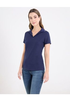 Polo Para Mujer Manga Corta Color Azul Marca Ostu #40110189