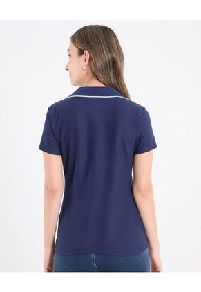 Polo Para Mujer Manga Corta Color Azul Marca Ostu #40110189