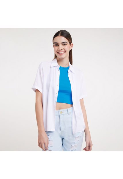 Blusa Para Mujer Manga Corta Color Blanco Marca Ostu #40120721
