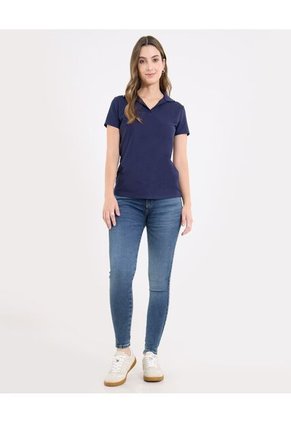 Polo Para Mujer Manga Corta Color Azul Marca Ostu #40110189