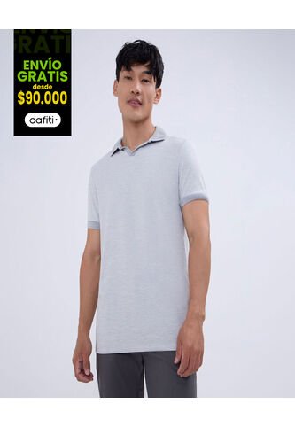 Polo Para Hombre Cuello Tejido Sin Bolsillo Color Gris  Marca Ostu #60110691 Ostu