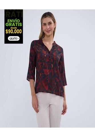 Blusa Para Mujer Manga 3/4 Color Azul  Marca Ostu #40121036 Ostu