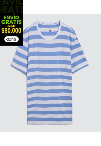 Camiseta Para Hombre Manga Corta Color Azul  Marca Ostu #60091230 Ostu