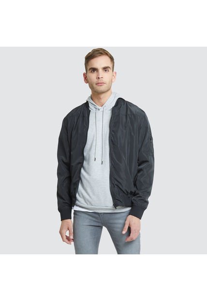 Chaqueta Para Hombre Bomber Color Negro Marca Ostu #60080087