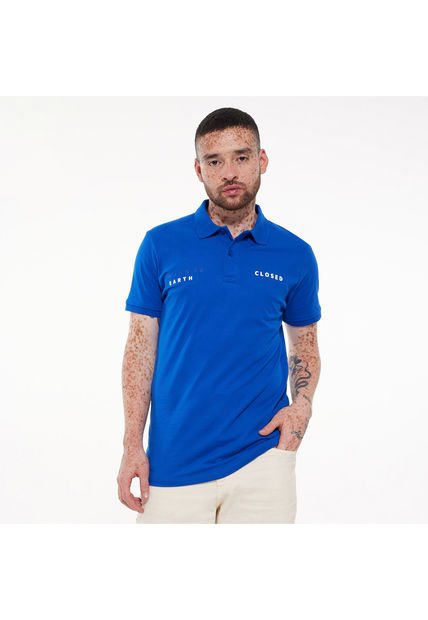 Polo Para Hombre Cuello Tejido Sin Bolsillo Color Azul  Marca Ostu #60110475
