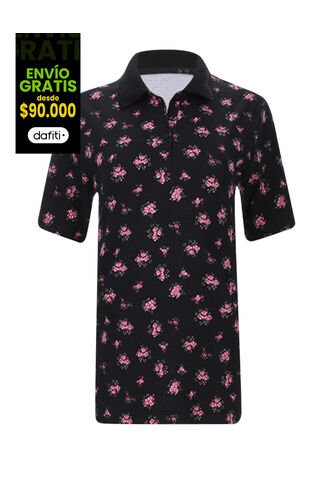 Polo Para Mujer Manga Corta Color Negro Marca Ostu #40110126 Ostu