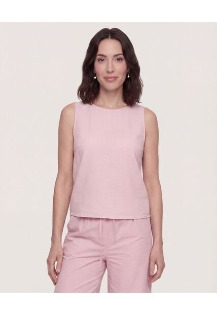 Blusa Manga Sisa Cuello Redondo  Para Mujer Lila Ostu