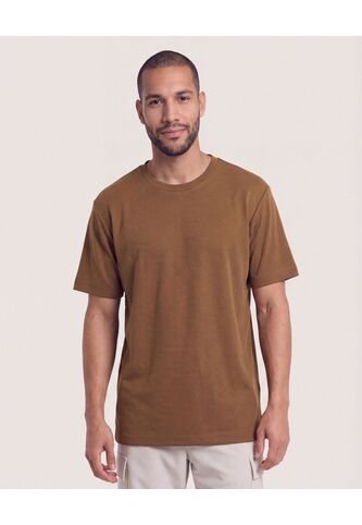 Camiseta Unicolor Texturizada  Para Hombre Café Ostu Ostu