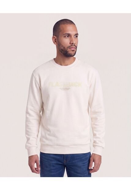 Buzo Cuello Redondo Estampado  Para Hombre Marfil Ostu