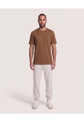 Camiseta Unicolor Texturizada  Para Hombre Café Ostu