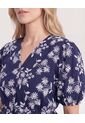 Blusa Manga Corta Texturizada  Para Mujer Azul Ostu de Ostu