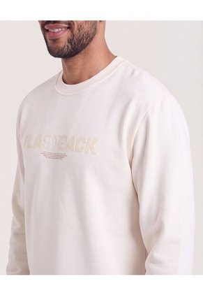 Buzo Cuello Redondo Estampado  Para Hombre Marfil Ostu