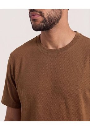 Camiseta Unicolor Texturizada  Para Hombre Café Ostu